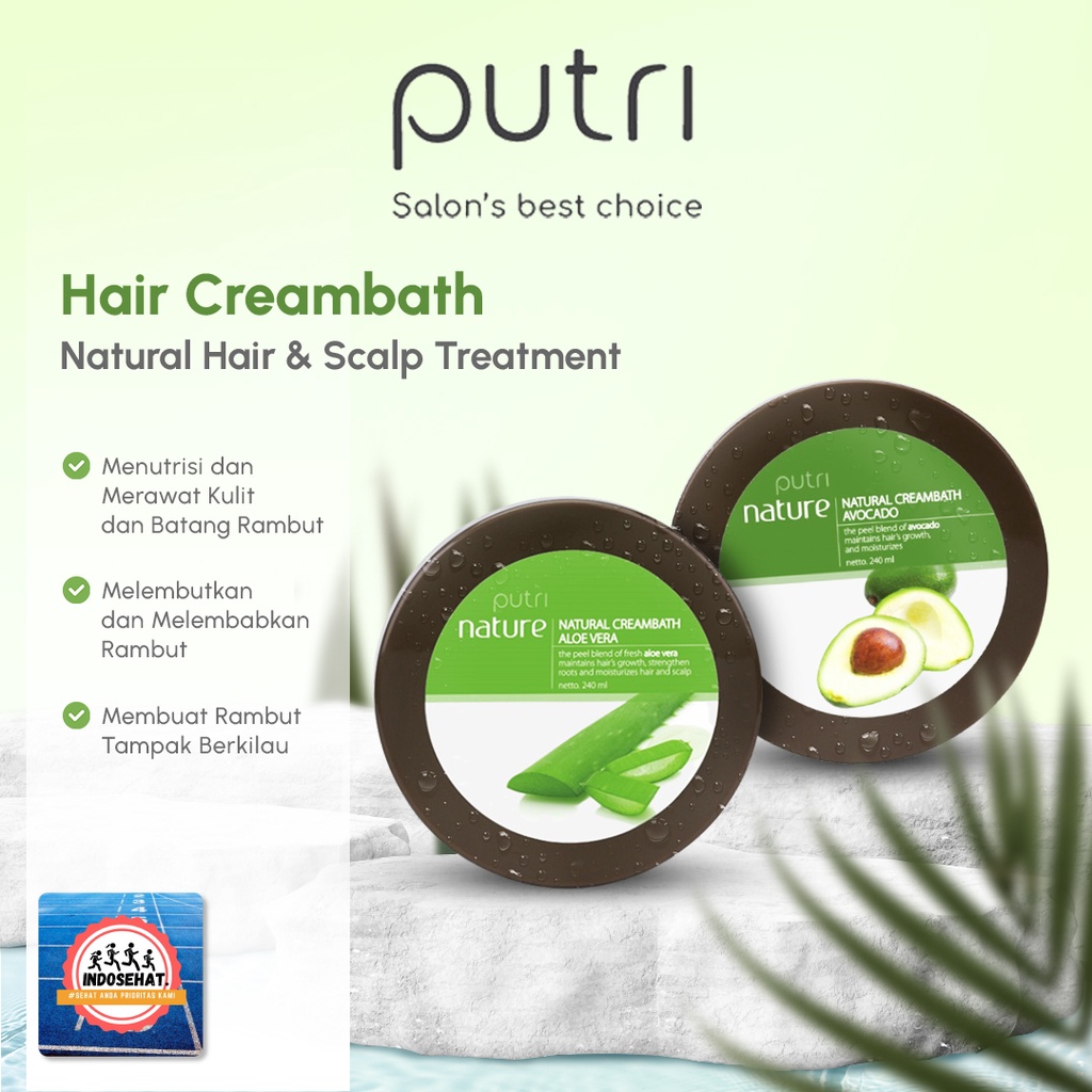 PUTRI Natural Creambath Avocado, Aloe Vera 240 ml