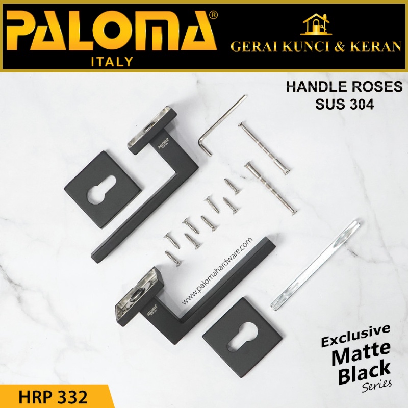 PALOMA HRP 332 HANDLE PINTU ROSES GERARDO STAINLESS HITAM MATTE BLACK