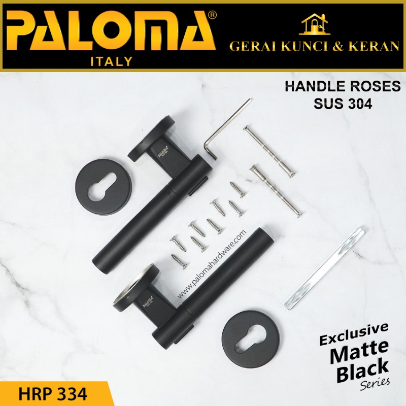 PALOMA HRP 334 HANDLE PINTU ROSES WIGAN STAINLESS HITAM MATTE BLACK