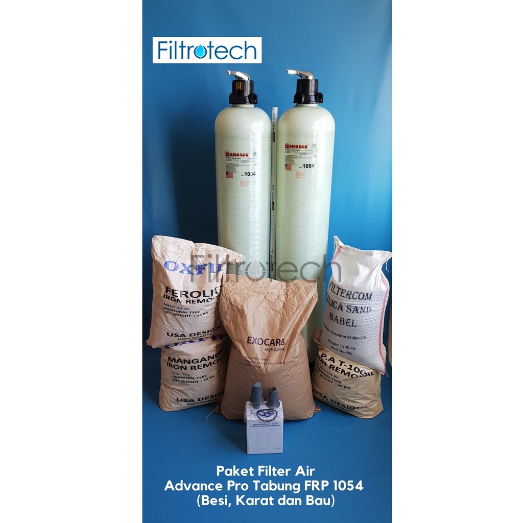 Paket Tabung Filter Advance PRO 1054 FRP Air Besi Karat dan Bau