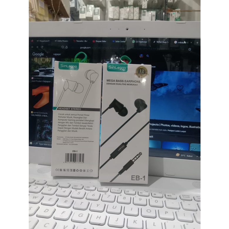 SinLegoo EB-01 Headset Mega Bass Earphone Braided Kabel Stereo Handsfree