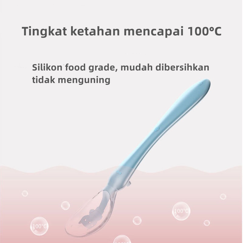 Sendok Makan Bayi 2 in 1 Silikon Baby Safety Spoon Lentur Mpasi Baby Food Spoon Bpa Free CJ11