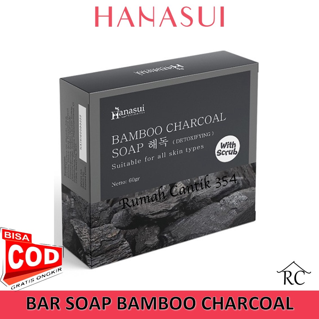 Hanasui Bar Soap Bamboo Charcoal Rumah Cantik 354 Sabun Batang Hanasui Bambu Black With Scrub