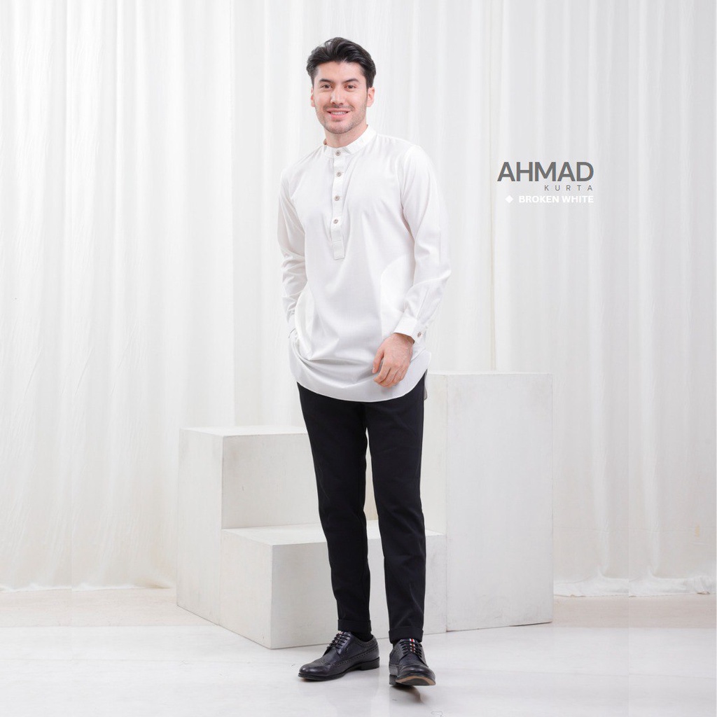 Riskirich Ahmad Kurta Baju Muslim Koko Dewasa Lengan Panjang Stylish