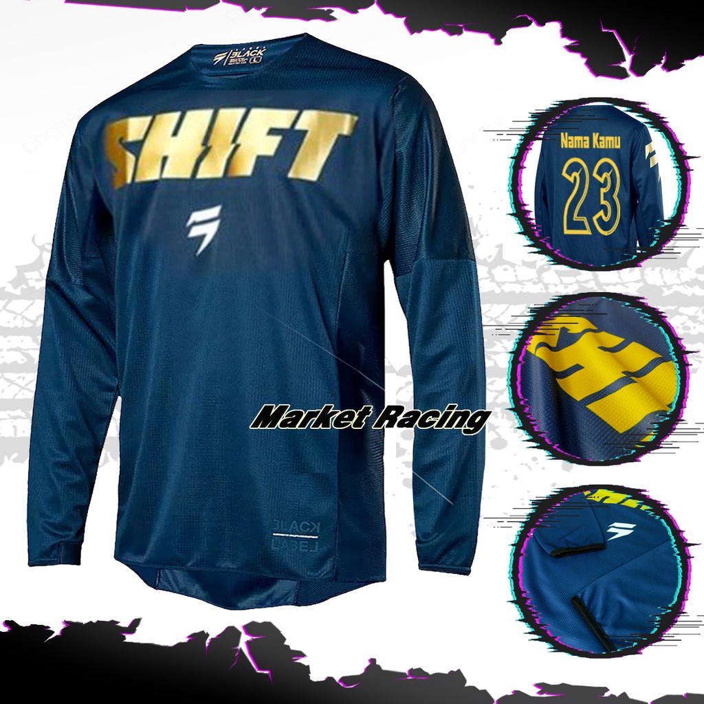 Tshirt Kaos Baju Navy Blue biru gold (Baju Saja) Trail Jersey Motor Cross Motocross Adventure trabas