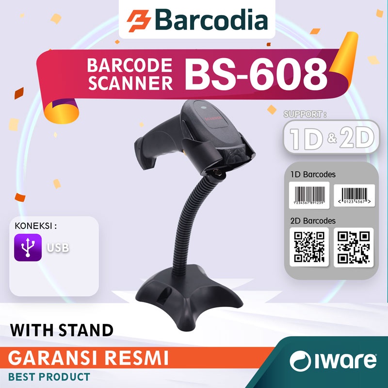 BARCODE SCANNER 2D WITH STAND IWARE BS-608