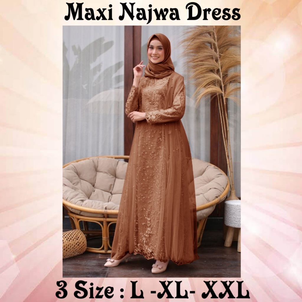 PAKAIAN MUSLIM WANITA BUSUI MODEL TERBARU KEKINIAN/MAXI NAJWA DRESS 3 SIZE L- XL-XXL/GAMIS TERBARU 2023 LEBARAN WANITA