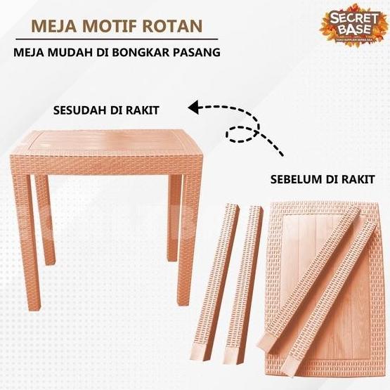 Promo Meja Motif Rotan - Meja Plastik Besar / Meja Tamu / Meja Kafe Tokoosuksessss