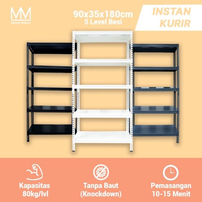 Mystar Rak Besi Tanpa Baut Boltless Serbaguna 5 Susun Alas Besi Lalunadouble.Store