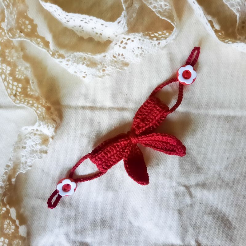 konektor masker pita rajut handmade