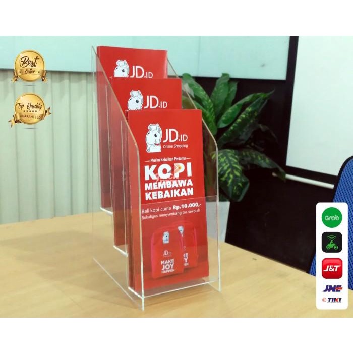 

Terlaris Rak Tempat Brosur Akrilik 3 Susun Ukuran 1/3 A4