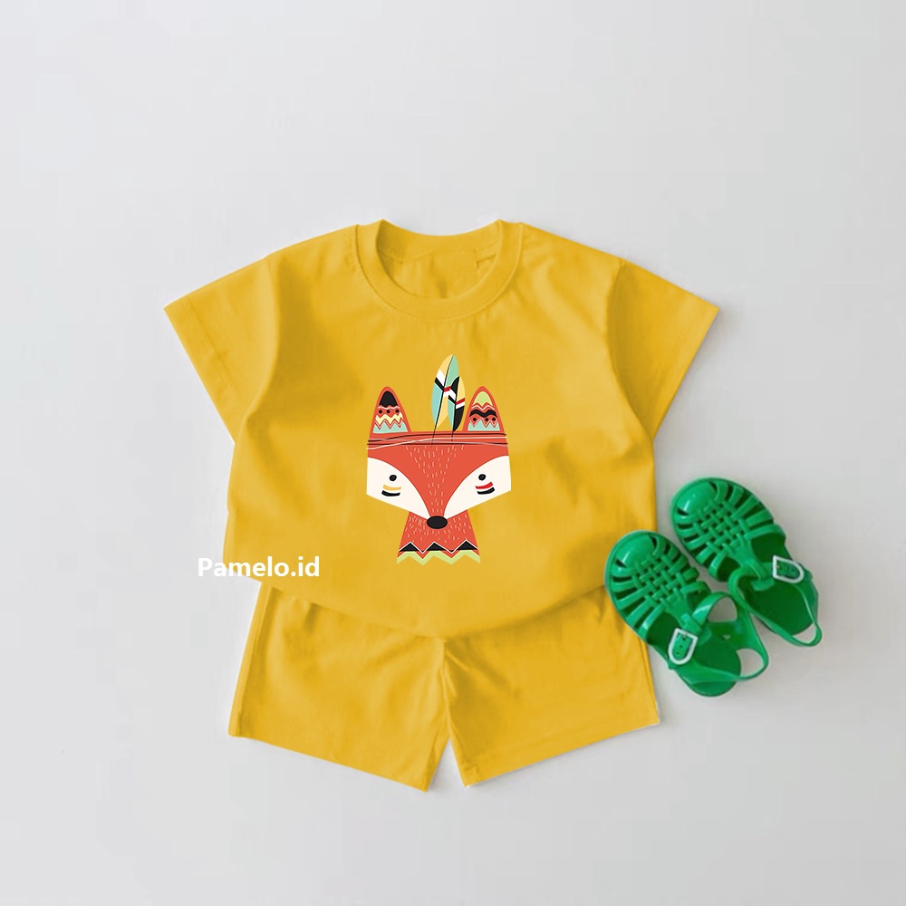 Pamelo.id Set Anak FOX Indian / Fashion Anak / Stelan baju anak / Korea Style / Set Balita / Set Anak Unisex