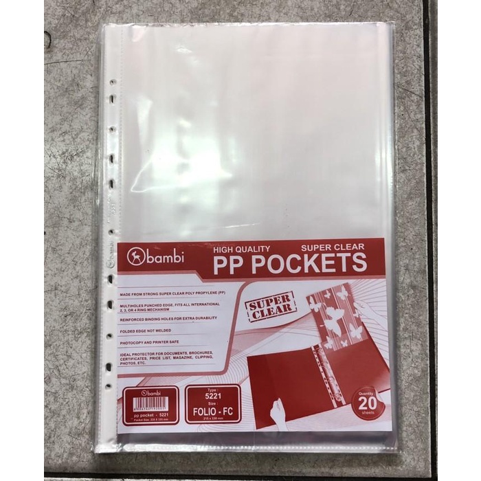 

Pp Pocket / Sheet Proctetor Bambi 5221 Folio