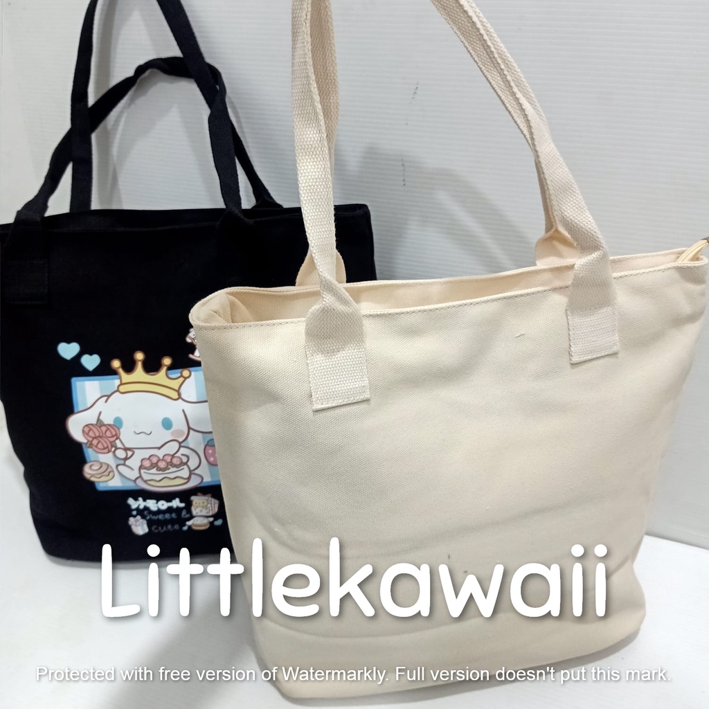 LK/Tas Totebag Tenteng Slempang Kanvas Shopping Fashion Wanita Remaja Korean Style My Melody Kuromi Cinnamoroll PompomPurin Unofficial