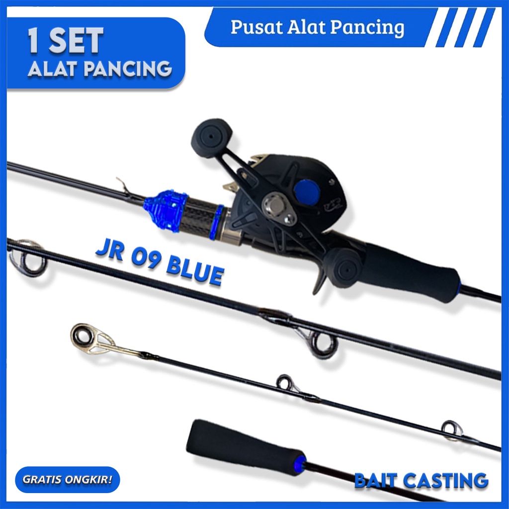 Paket Set Joran Pancing UltraLight JR09 Bait Casting 150M 165M 180M Reel Pancing Bait Casting Fishing Rod Max Drag 10kg