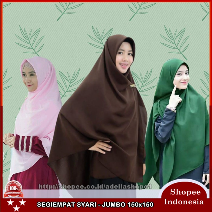 Bella Square Jumbo Syari Hijab Segi Empat 150 x 150 Kerudung Segi Empat Jilbab Murah