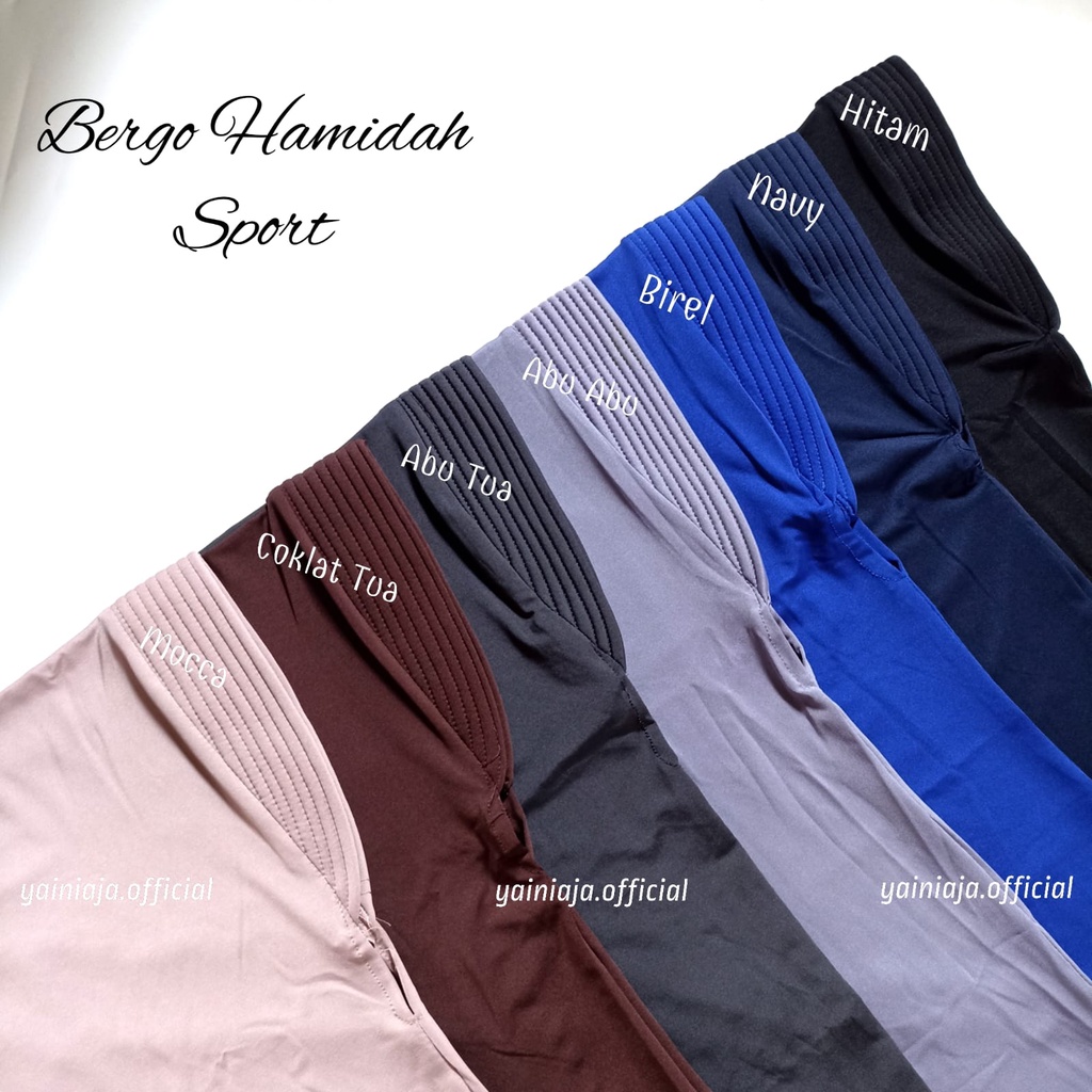 Bergo Sport premium / Hijab instan olahraga volly Jilbab ped daily STANDART hamidah Kerudung instan sehari-hari