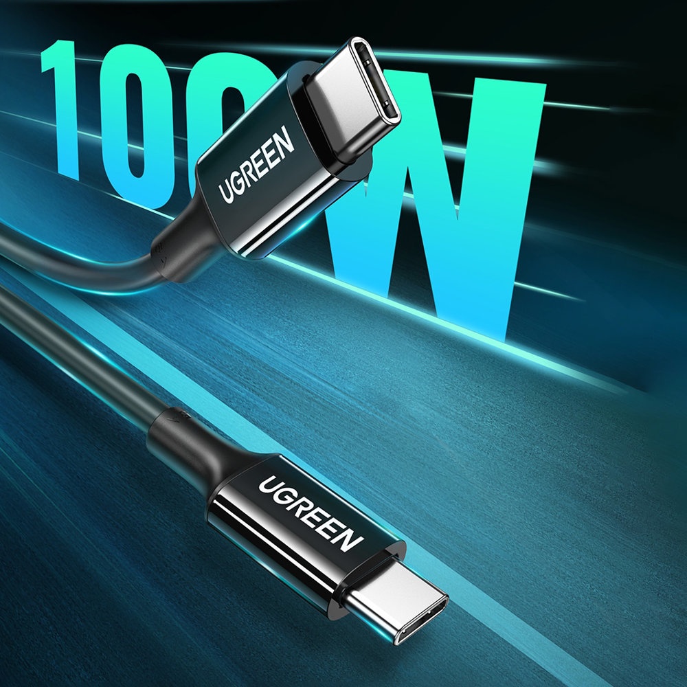 UGREEN ORIGINAL Kabel Data TYPE C TO TYPE C 100W 5A 2M 2 Meter Super Fast Charging Quick Charge Qualcomm for Samsung XiaoMi Oppo Vivo Realme Tipe C 100 Watt