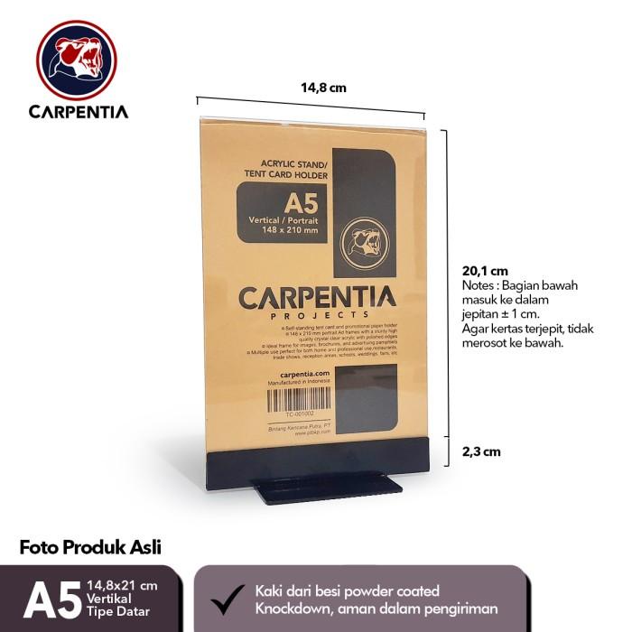 

Carpentia Stand Akrilik Kaki Besi /Datar A5 Vertikal 14,8X21Cm /Holder