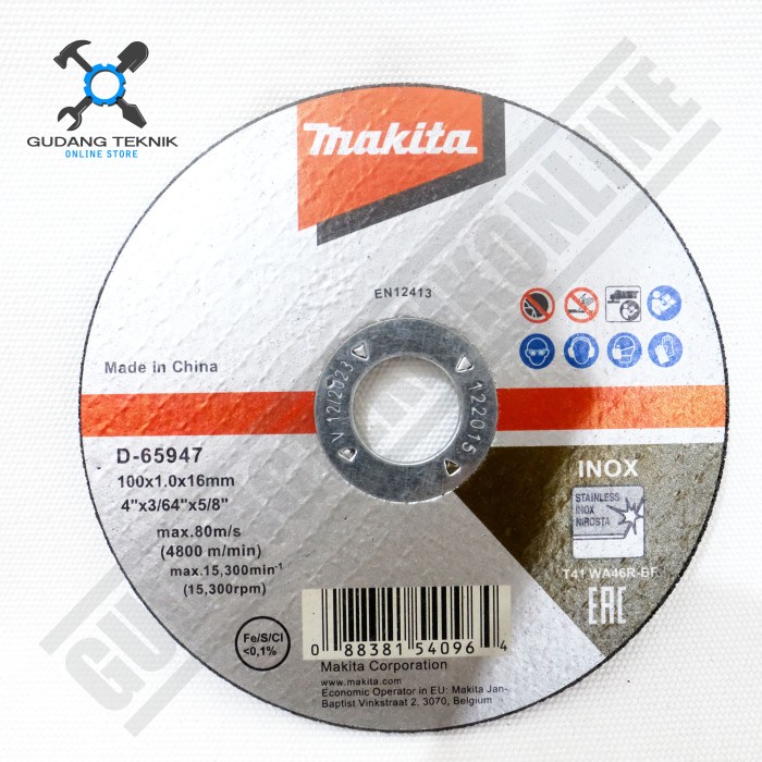 Mata Gerinda POTONG SATUAN 4&quot; MAKITA / Batu Gerinda Gurinda Grinda Potong 4 Inch 1 Pcs D65947 MAKITA