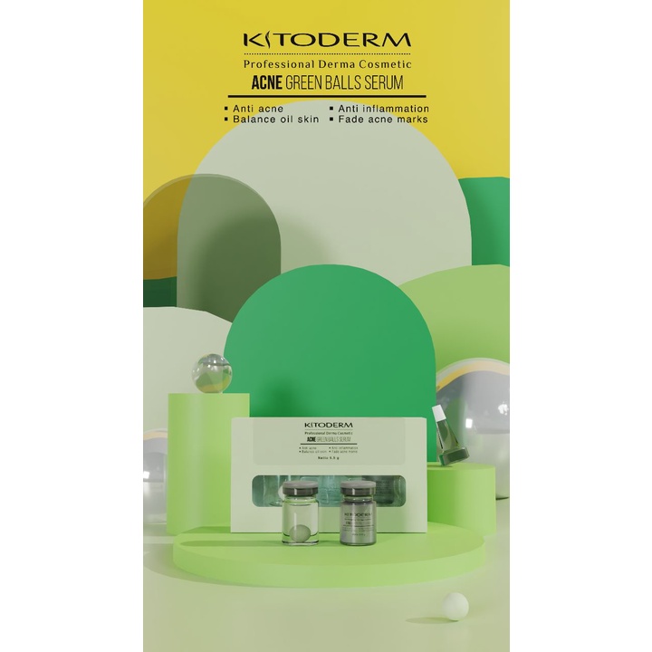 Kitoderm Acne Green Balls Serum 6.5ml Original/ Serum Merawat Kulit Berjerawat BPOM Aman