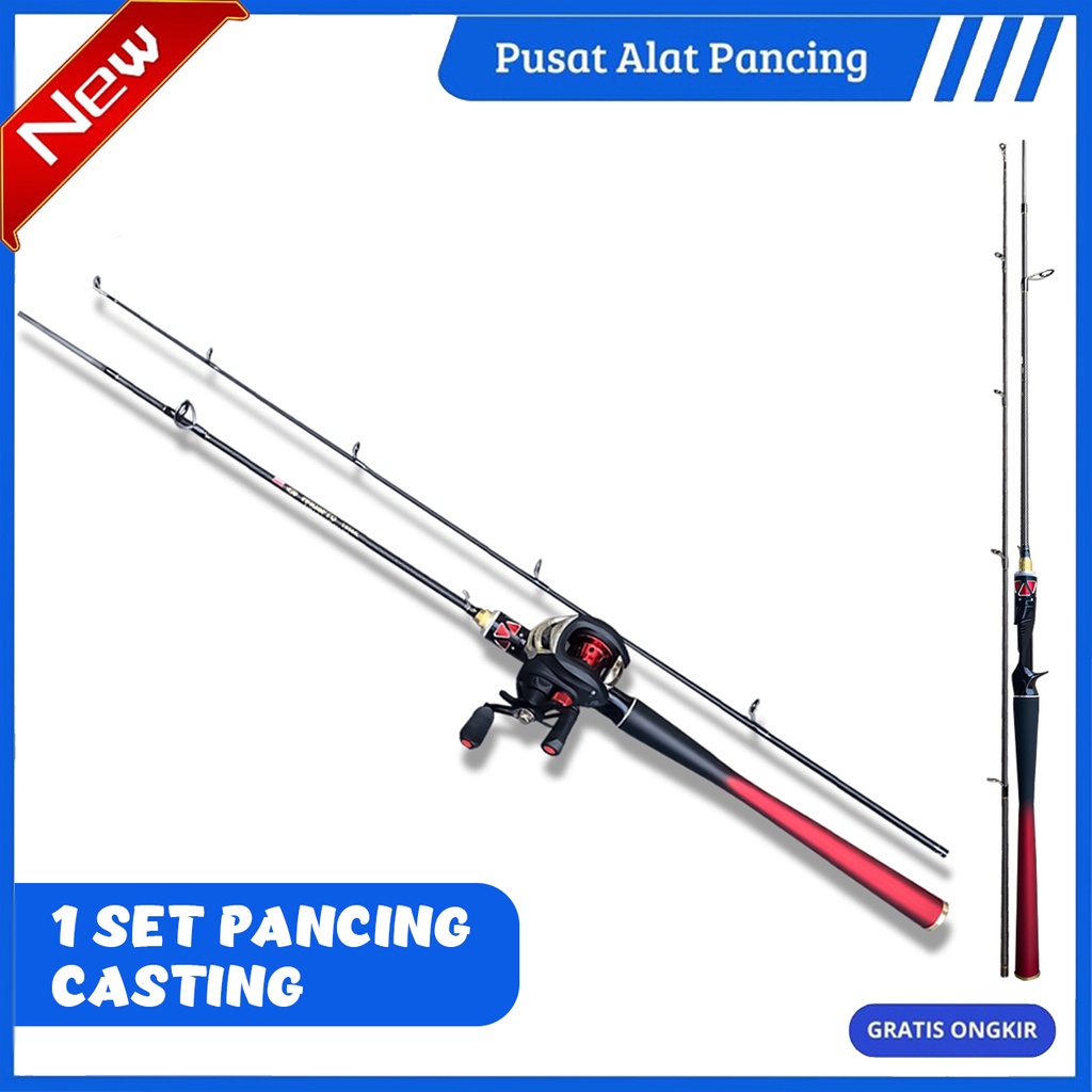 Paket 1 Set Alat Pancing Fishing Spinning Rod GT01 Lure Rod Karbon Paket Alat Mancing Mania Fishing Reel Pancing Spinning