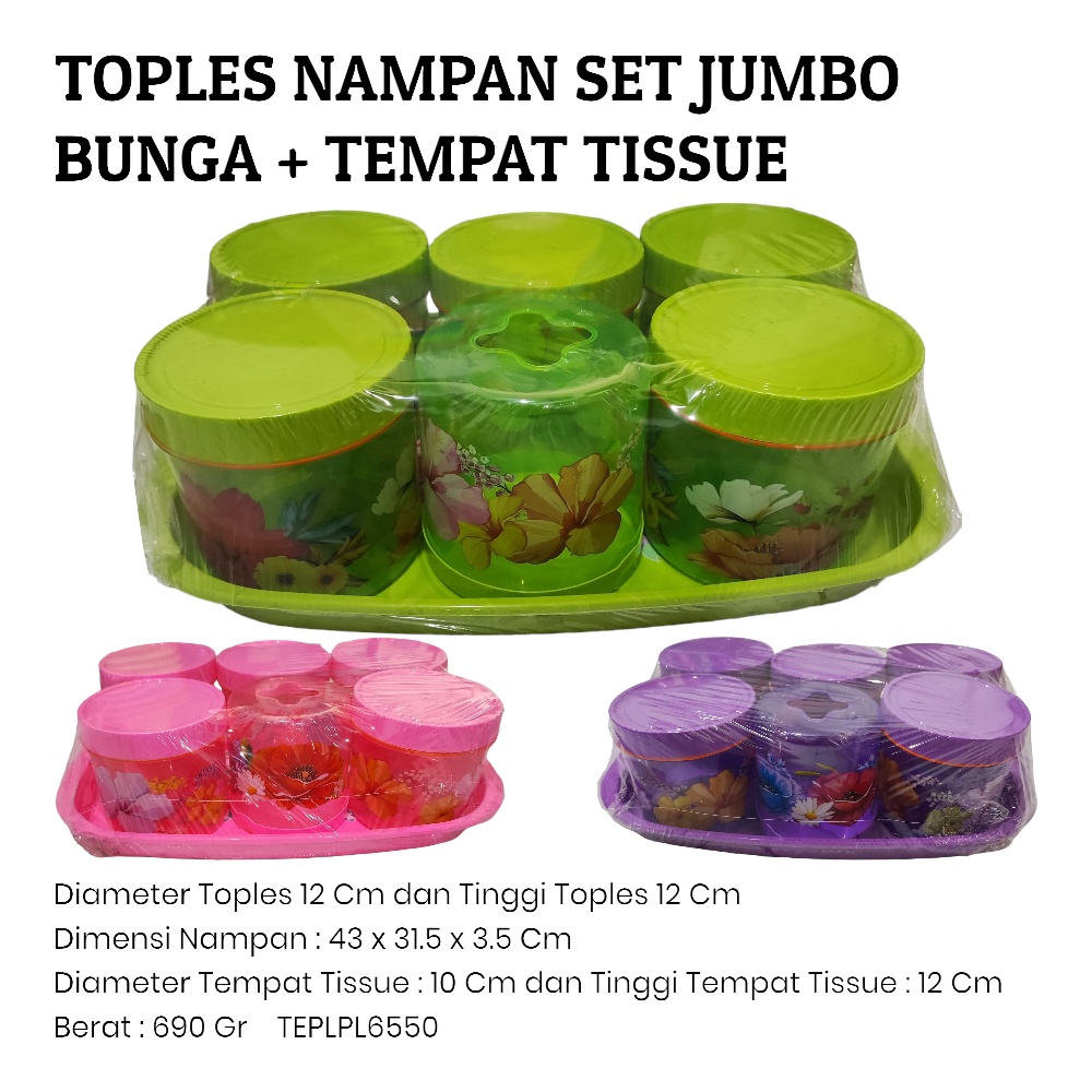 TONAM TOPLES NAMPAN SET JUMBO BUNGA (5 TOPLES 1 TEMPAT TISSUE DAN NAMPAN) TEPLPL6550