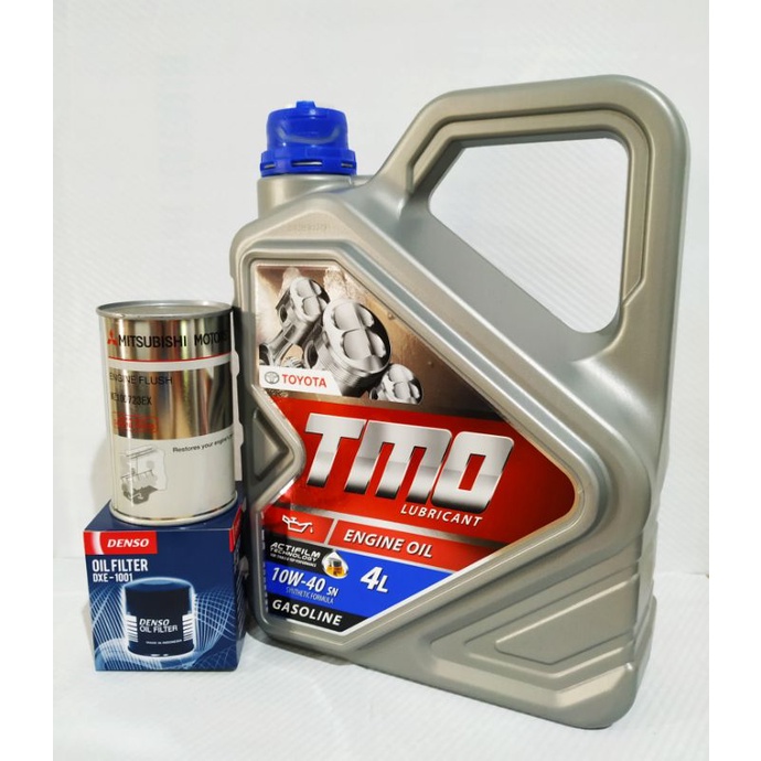 SALE PAKET OLI TMO 10W-40 BENSIN GALON 4L + F OLI DENSO DXE 1001 + ENGINE FLUSH MITSUBISHI 300ML