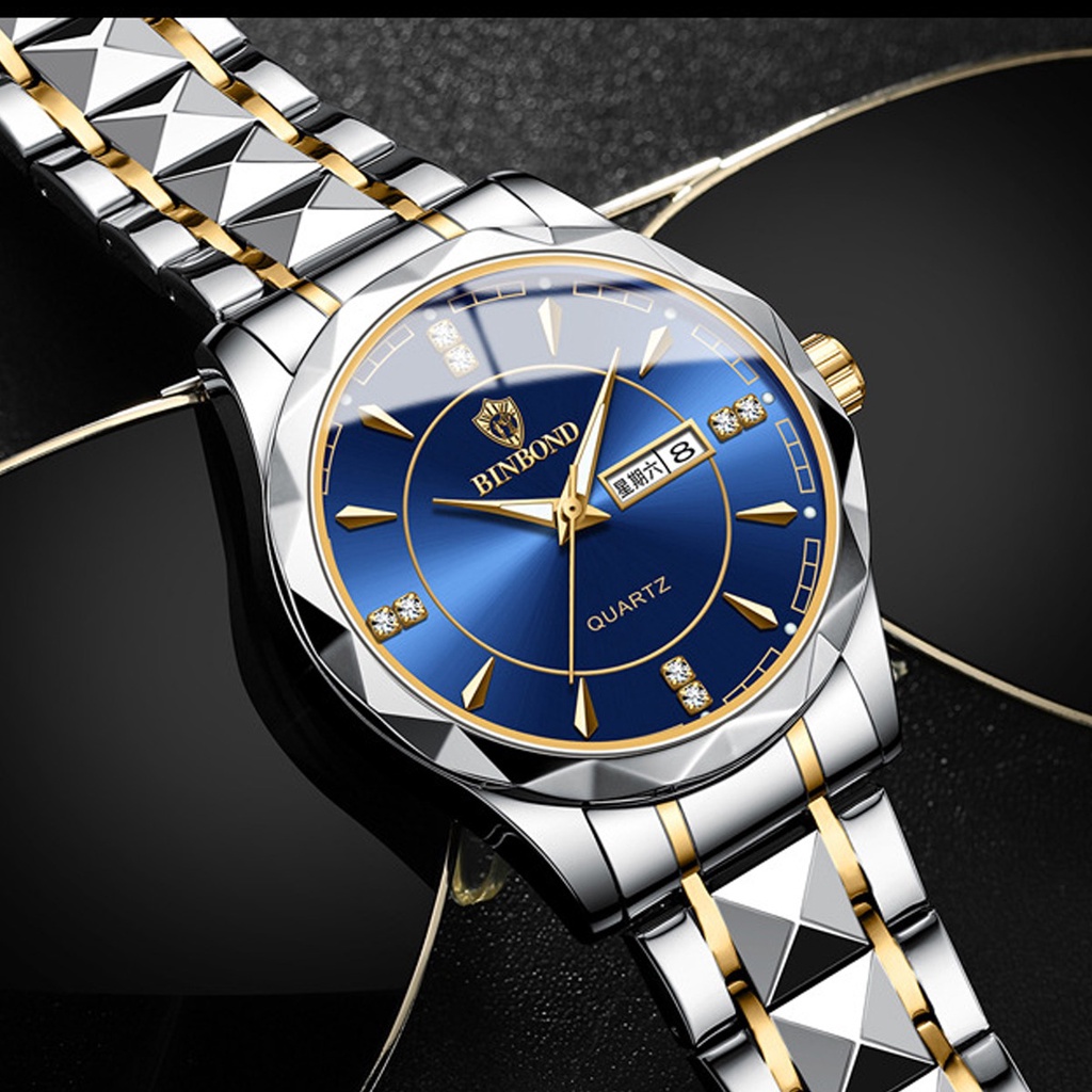 SANGCAKRA COD - Jam Tangan Pria Kasual Model Terbaru Desain Kupu-Kupu Mewah Bercahaya Stainless Steel Anti Karat Tahan Air Kedalaman 30M Fitur Tanggal Aktif Menyala Di Tempat Gelap Quartz Analog Bisnis Simple Elegan Gratis Box - JBP-06