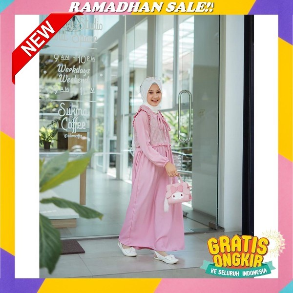 [Produk Original By Shofiya] Setelan Anak Perempuan Nora Uila Set Kids Baju Dress Gamis Anak Tanggun