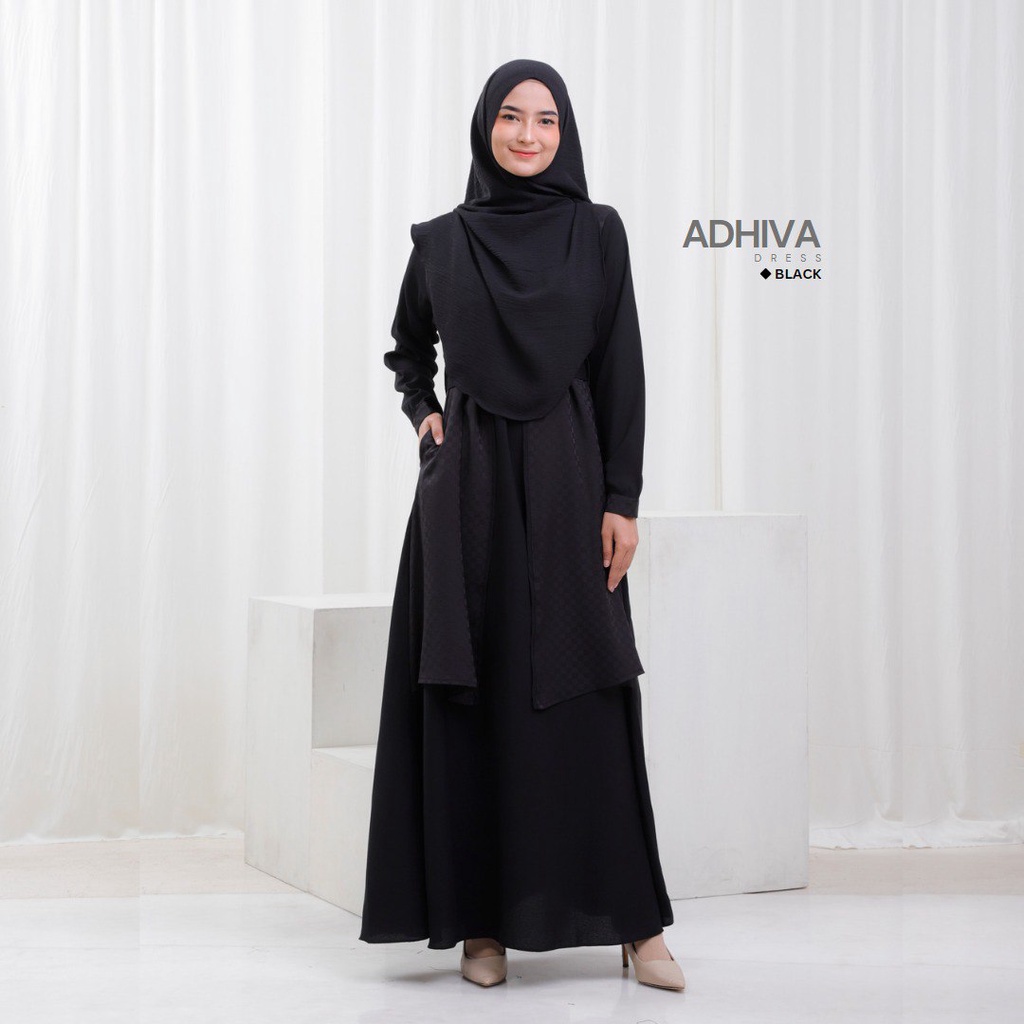 Adhiva dress - Gamis Wanita Muslimah kombinasi outer by Riskirich