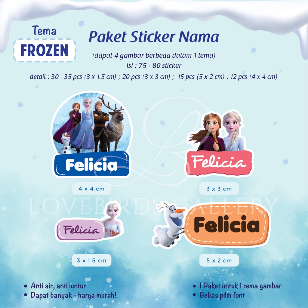 

Sticker Nama Anak Lucu / Cutting Sticker waterproof Anak Perempuan (isi 85-90 pcs)