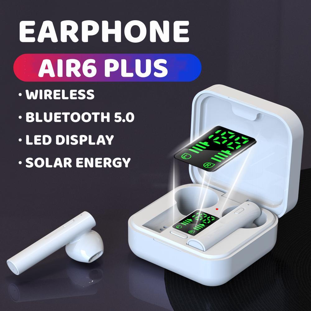 Earphone Bluetooth Wireless Earbuds Bluetooth TWS Solar Headphones Bluetooth 5.0 Earphones Wireless HIFI Headset - AIR 6 PLUS