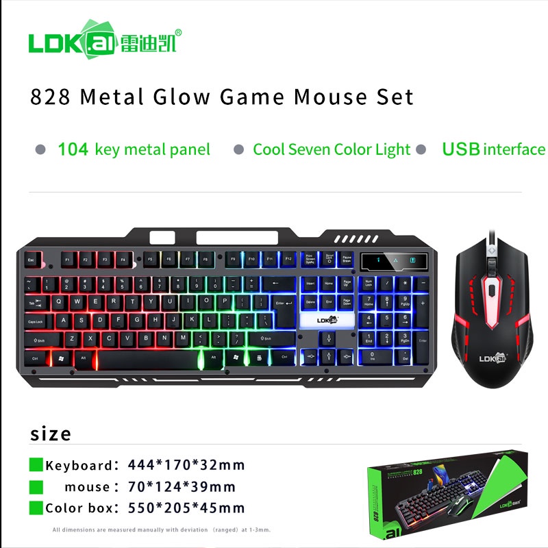 GAMING KEYBOARD DAN MOUSE Set + Gaming USB Cable 1.5M RGB Paket Keyboard Mice set