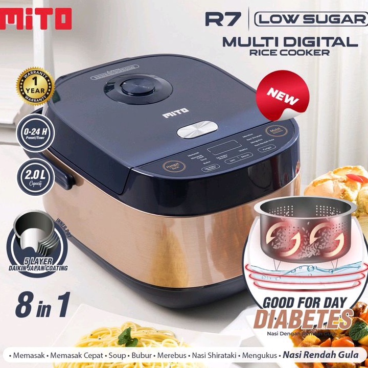 Rice Cooker Mitochiba R7  2 liter Low Carbo 8 in 1