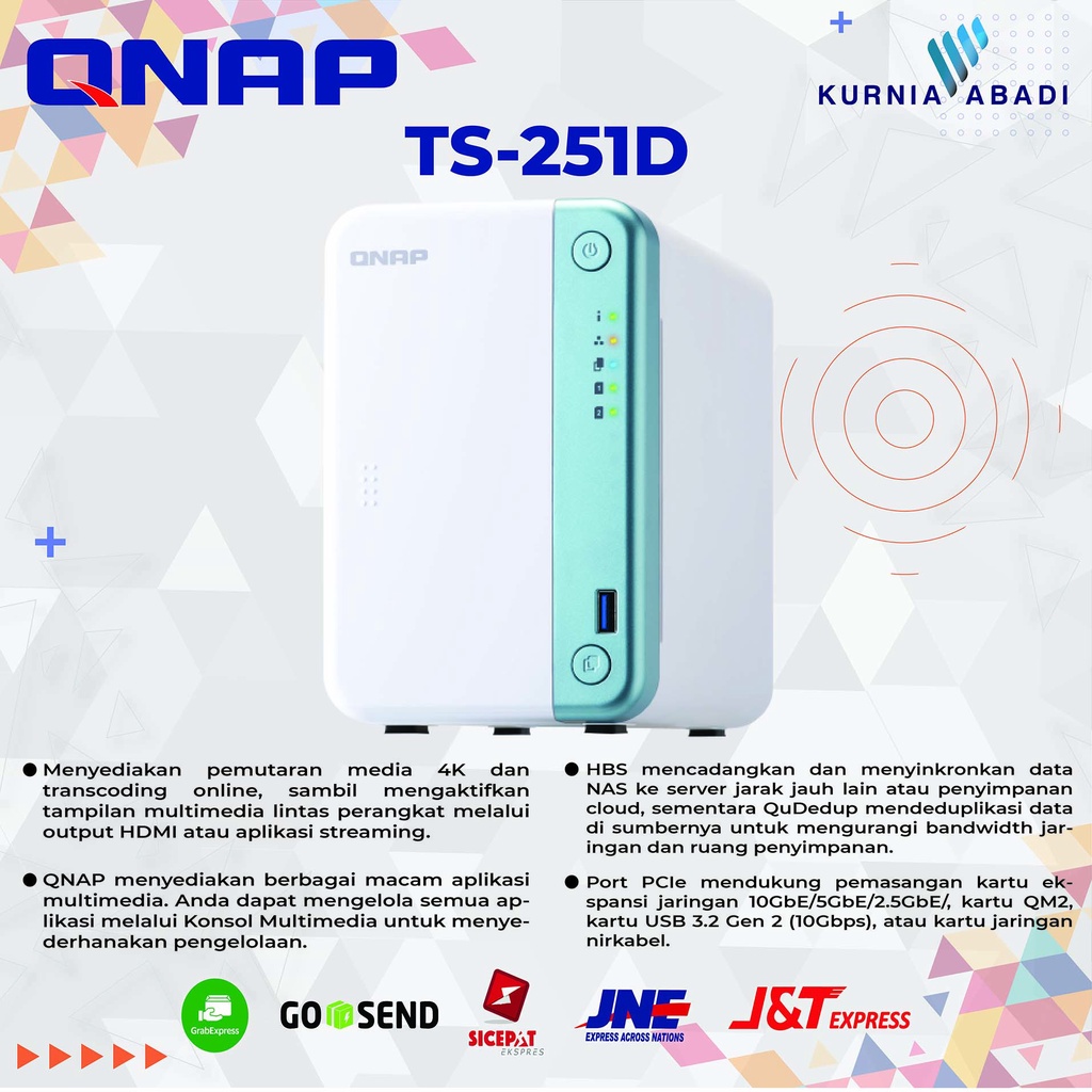 QNAP TS-251D-4G 4GB RAM 2Bay NAS EXC DISK Intel Celeron Quad Core NAS