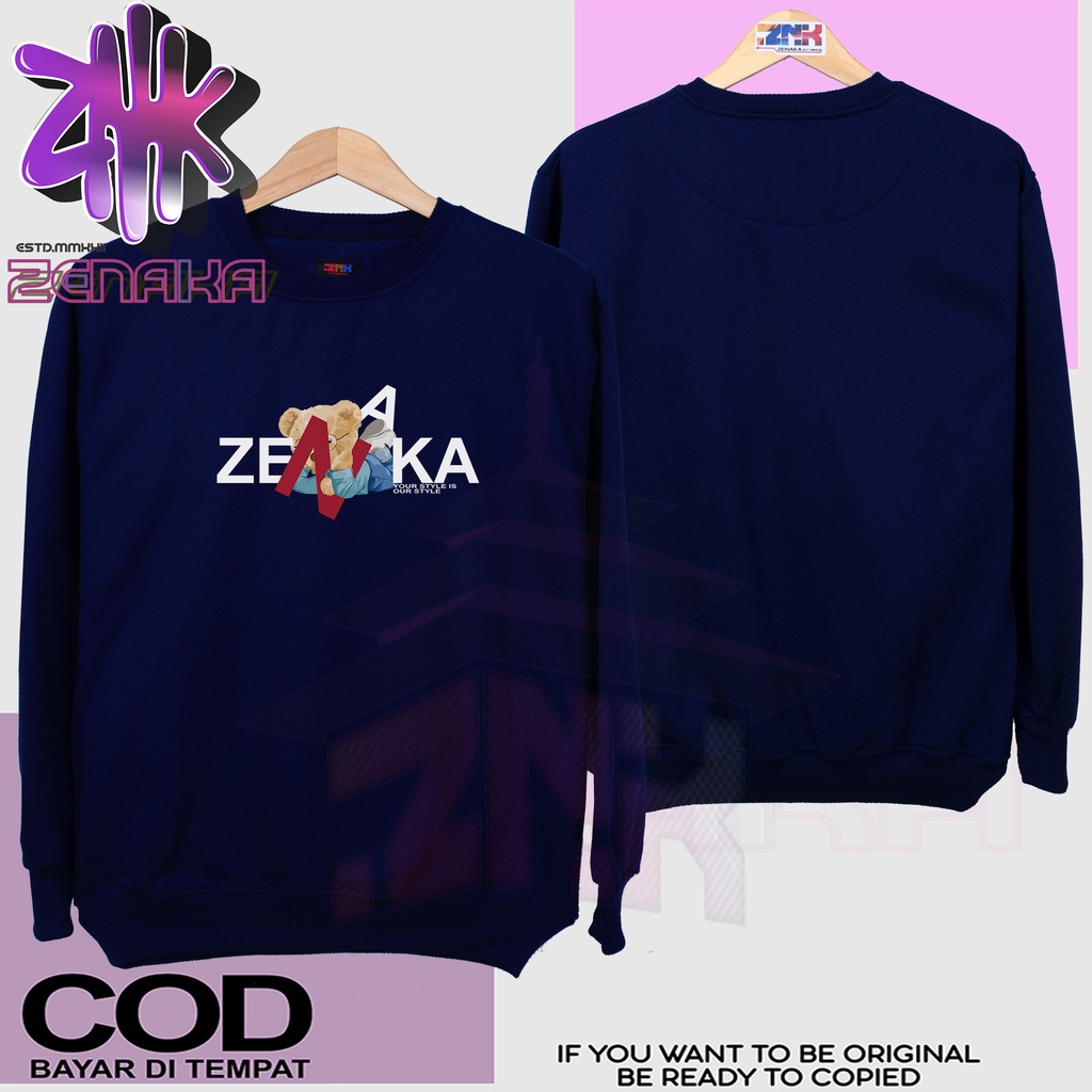 Zenaka Crewneck pria distro aesthetic Crewneck pria oversize tebal polos hitam Sweater pria distro keren 2023 Sweater pria distro tebal aesthtetic Jaket pria keren distro terbaru 2023 Hoodie pria distro aesthetic graffity simple Bear Sleep