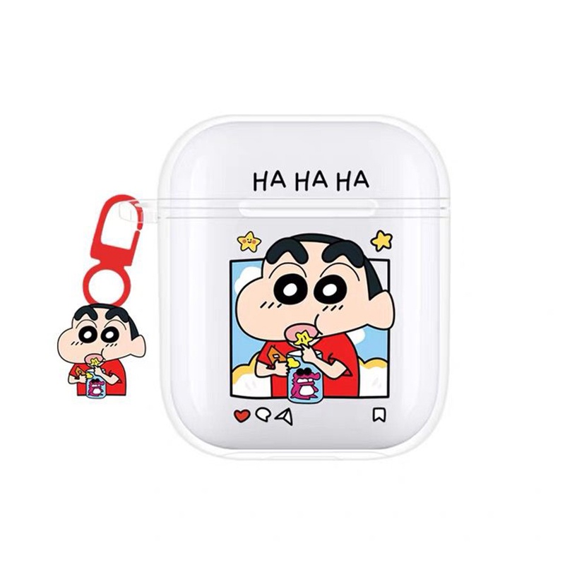 Matei Headset Bluetooth 5.0 Earphone TWS i12 Wireles Inpods Kartun Silicone Transparan Case doraemon