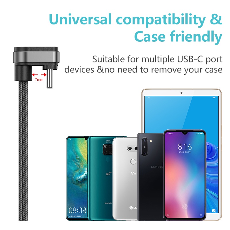 Kabel USB C fast charging USB Type C cable Kabel data USB-C 180derajat Kabel Handphone