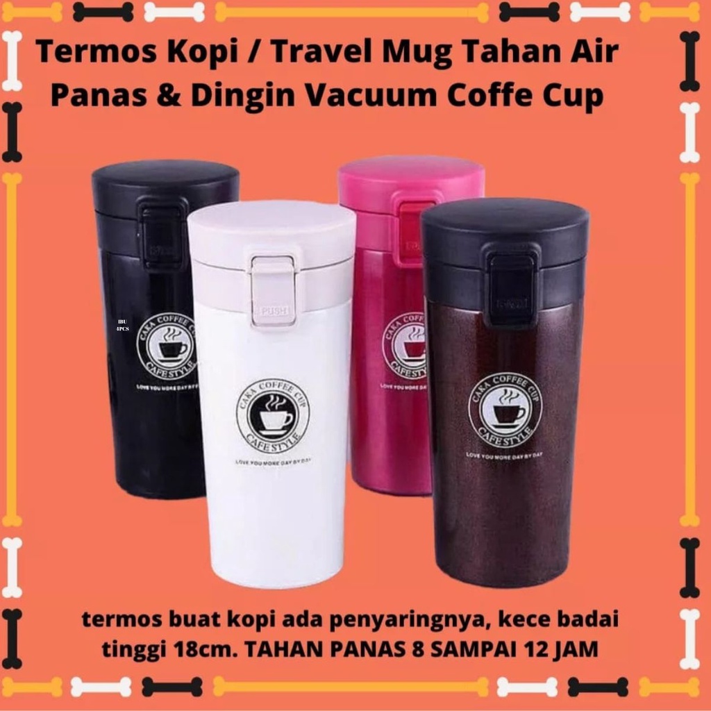 Meimey.Shop-Termos Kopi / Coffe Cup Travel Mug Tahan Air Panas & Dingin Vacuum 380 ml