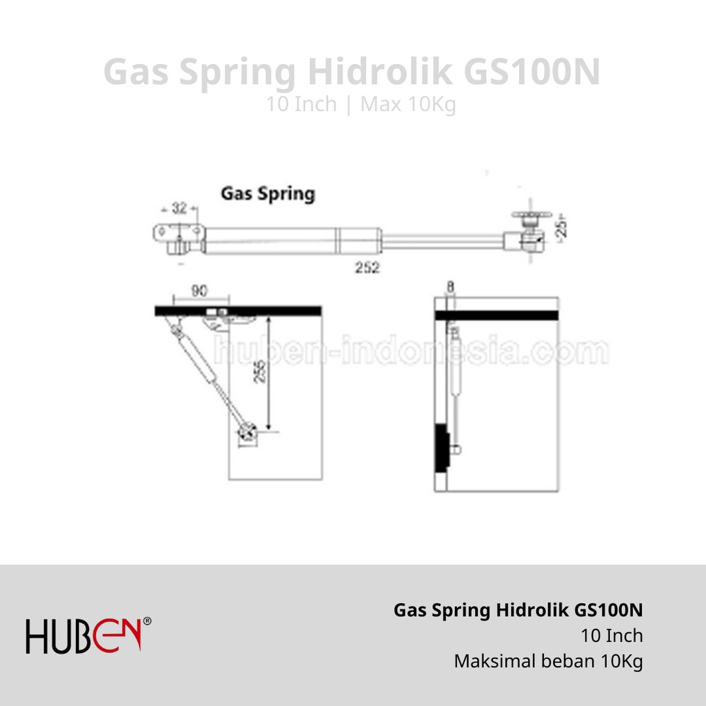 Gas Spring Hidrolik Jok Motor Lemari HUBEN