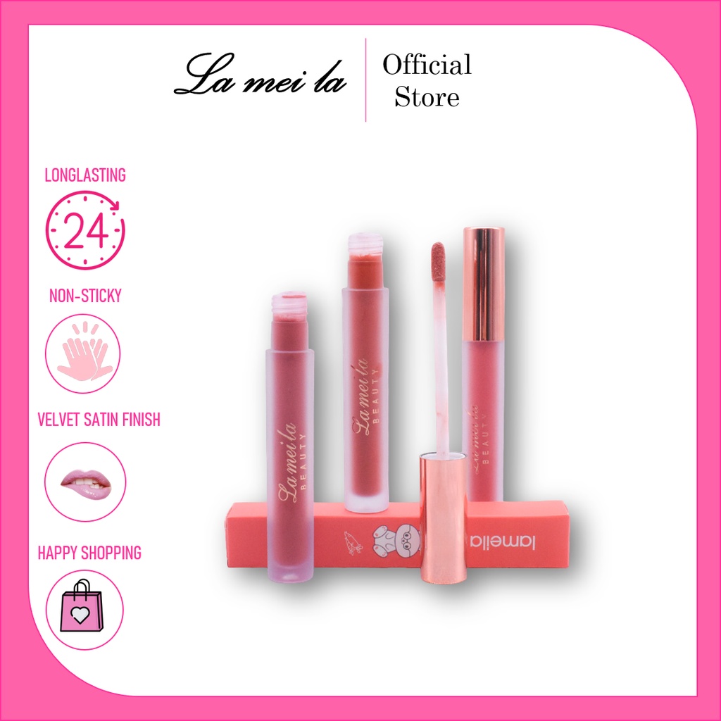 LM-1029 Lameila Lipstick Cair Kosmetik Lip Glaze Velvet Metal Bibir Makeup Kecantikan Liptint Lipstik Lip Gloss