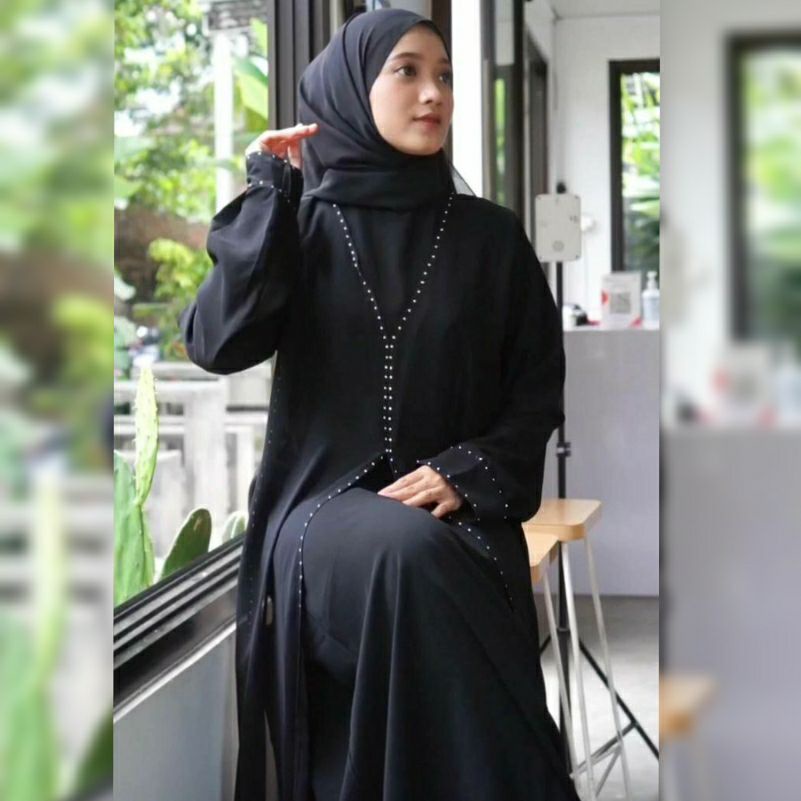 Gamis Hitam Dubai Syar'i Terbaru Abaya Turki Polos Remaja