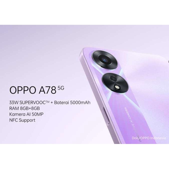 Oppo A78 5G 4G Ram 8+8GB Rom 128GB Garansi Resmi OPPO