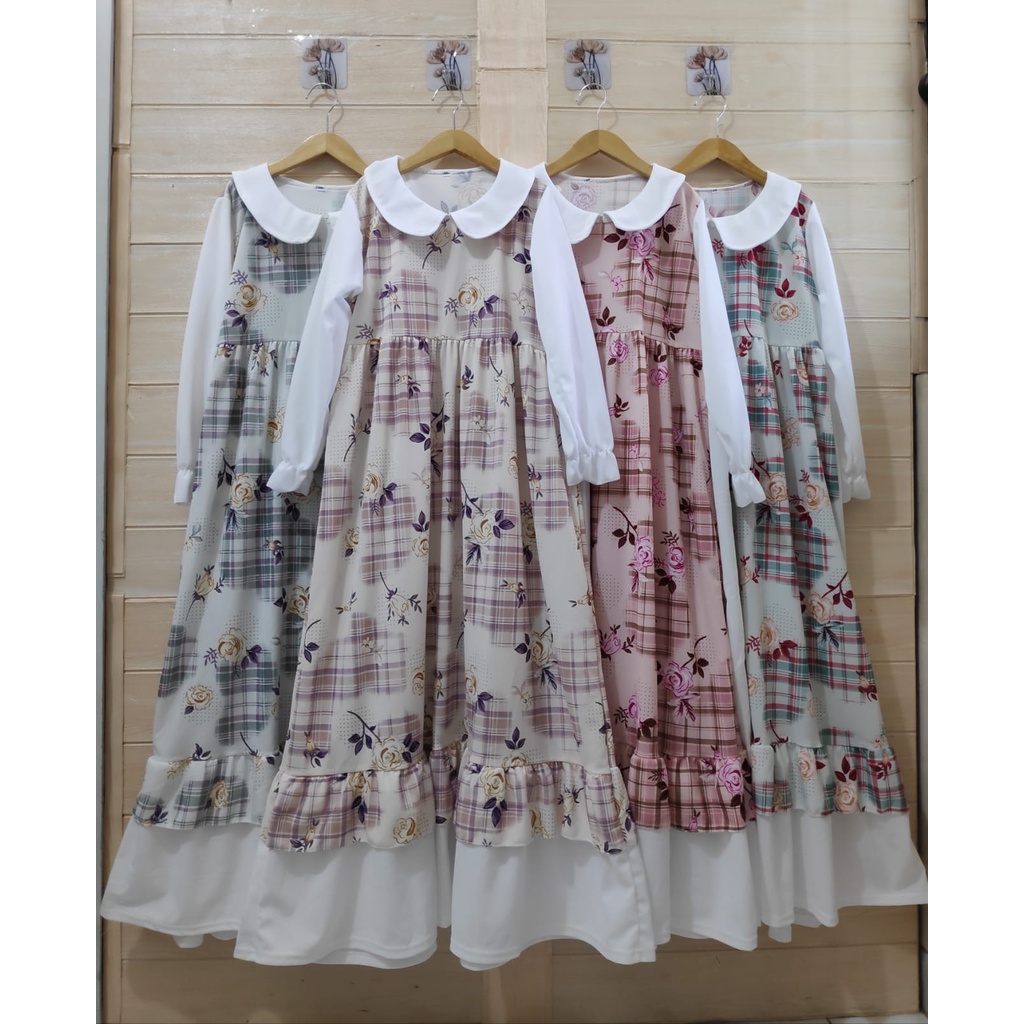 MOMOGI-GAMIS MAXI ANAK PEREMPUAN FLORAL FIONA / GAMIS KOREAN STYLE / VOXY PREMIUM / Usia 5-13thn