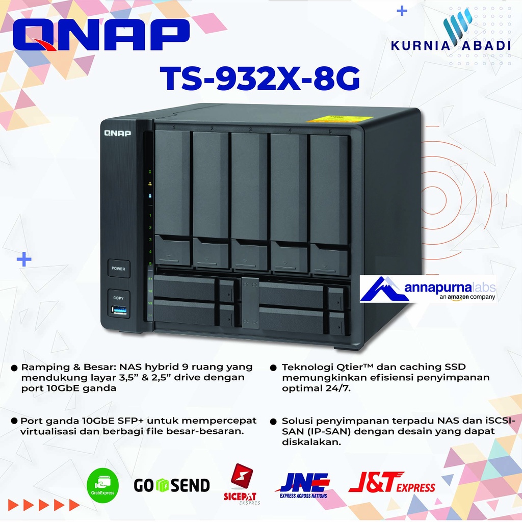 QNAP TS-932X-8G 8GB RAM 9-Bay NAS diskless Annapurna Quad Core NAS