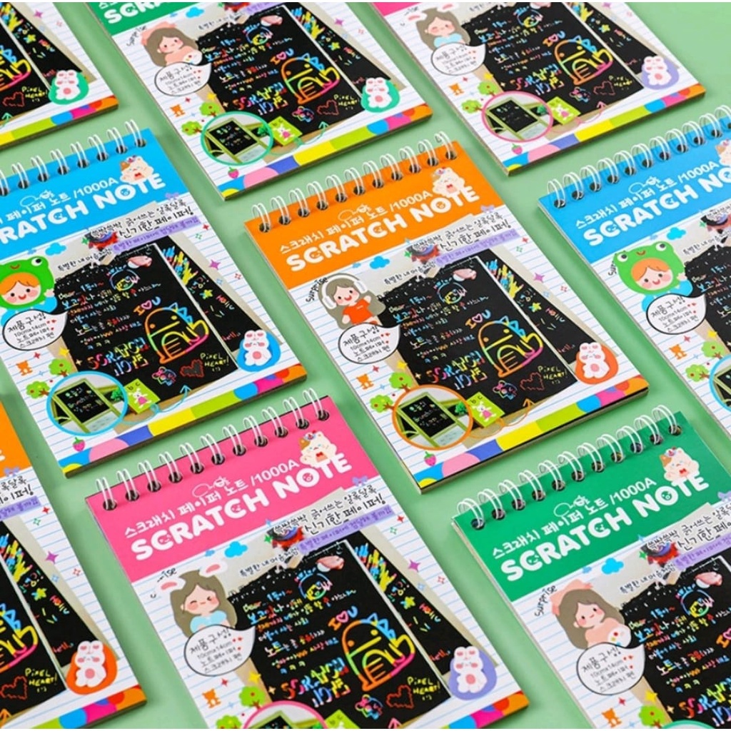 COLOURFUL SCRATCH NOTES MAGIC / BUKU MAGIC WARNA COLOURFUL / MAINAN EDUKASI CARDBOARD