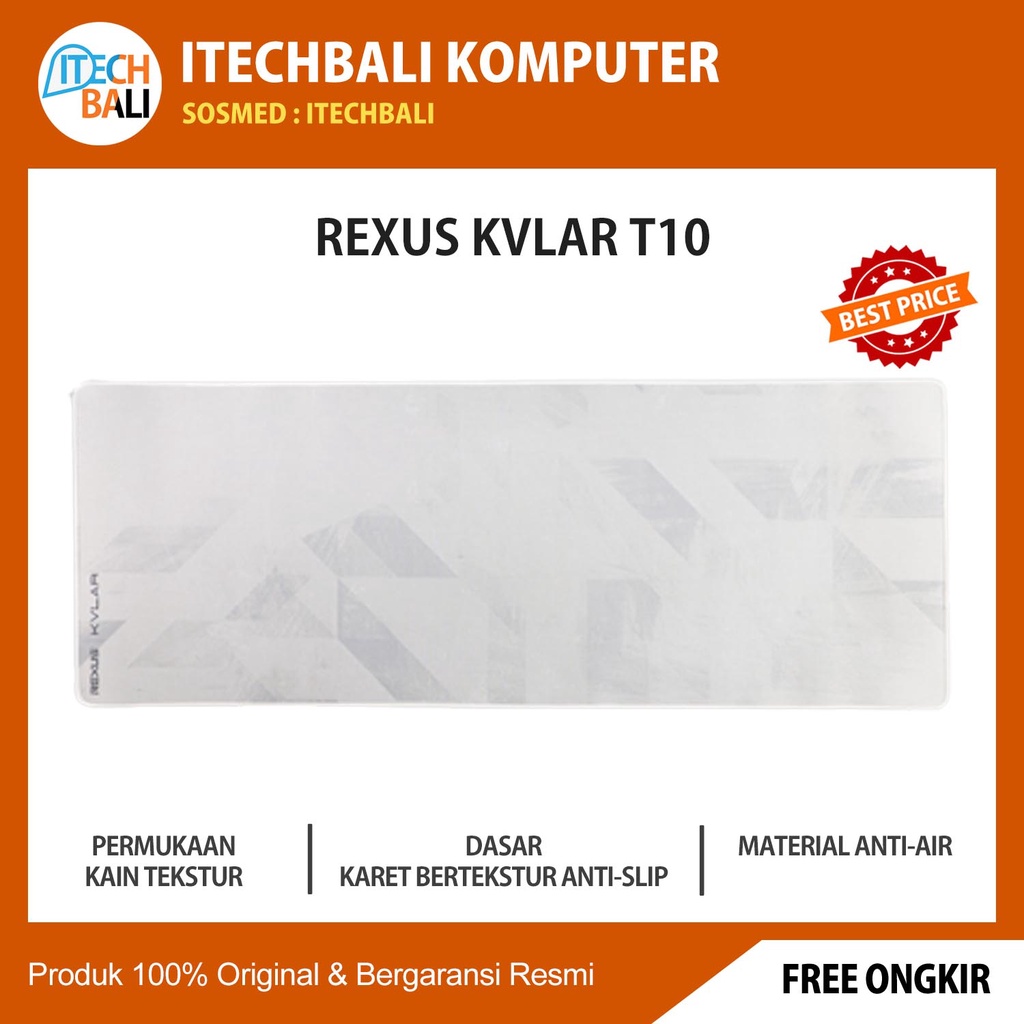 MOUSEPAD GAMING REXUS KVLAR T10 SPEED EDITION WHITE ORIGINAL | ITECHBALI