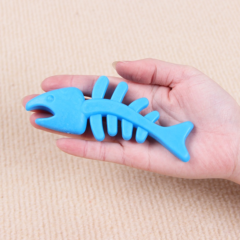 Mainan Hewan Peliharaan Berbahan Karet Tahan Gigit Mainan Kucing Mainan Hewan Berbentuk Tulang Ikan
