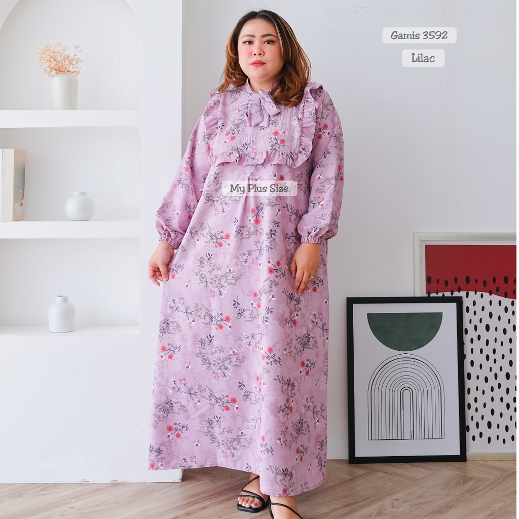 Gamis Bunga Wanita Jumbo 3592, Ld 130 &amp; 145 cm